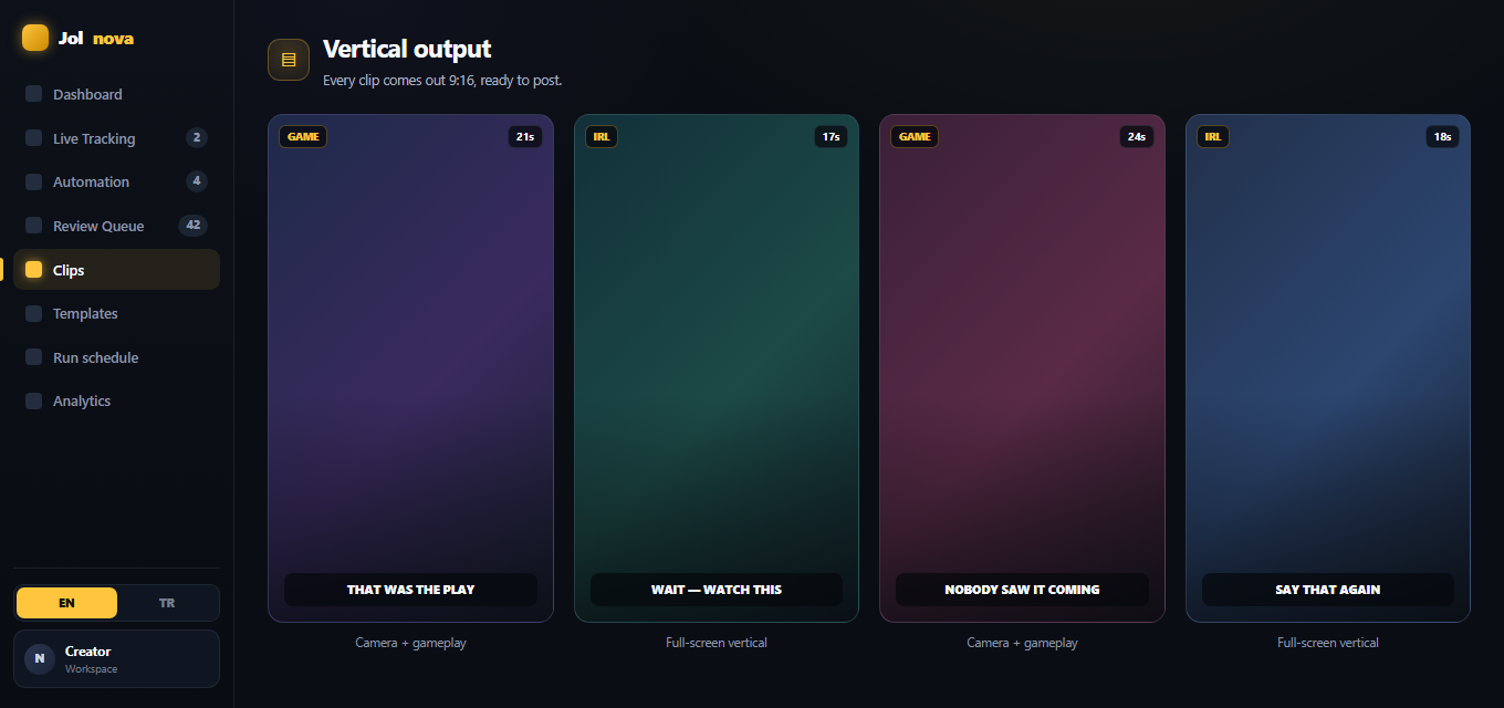 Vertical 9:16 clip output examples