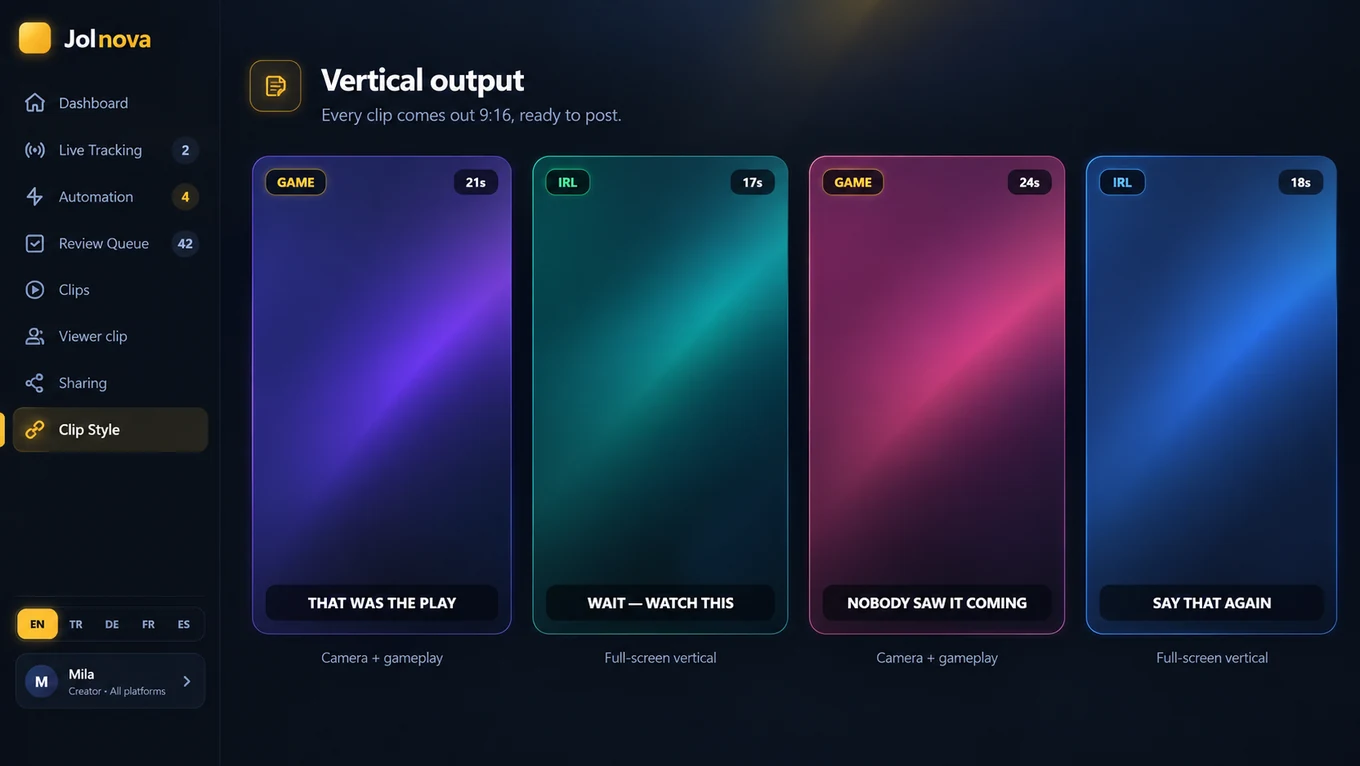 Vertical 9:16 clip output examples